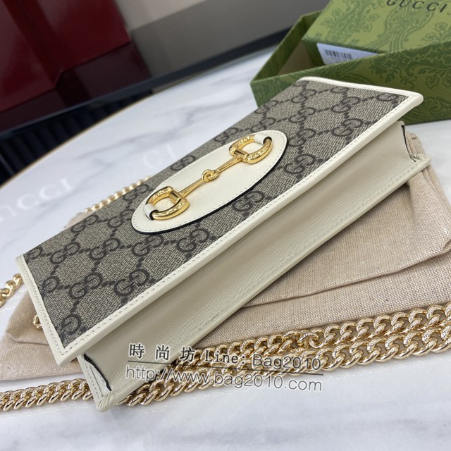 Gucci專櫃古馳最新款GG字母圖案Horsebit 1955系列鏈帶錢包 jh2179型號：621892
